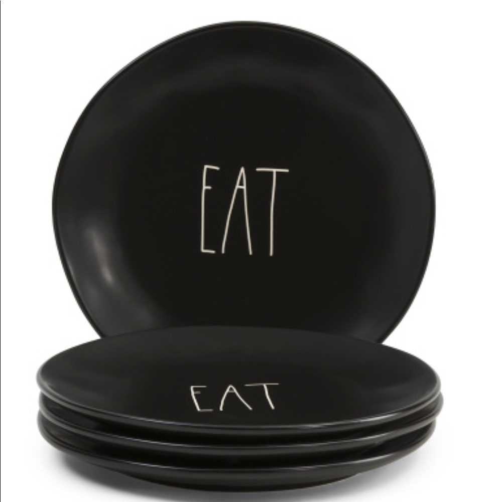 RAE DUNN BLACK PLATES,SERVING SPOONS & GRANOLA JAR